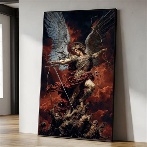 Illustrazione classica dell'Arcangelo Michele che sconfigge il dragone con la spada