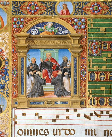 Illustrazione di un'iniziale miniata da un corale medievale