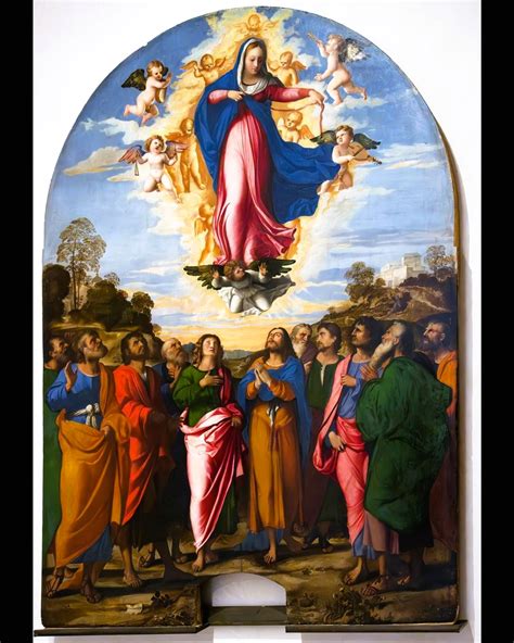 Rappresentazione artistica dell'Assunzione di Maria al cielo con angeli e la Trinità