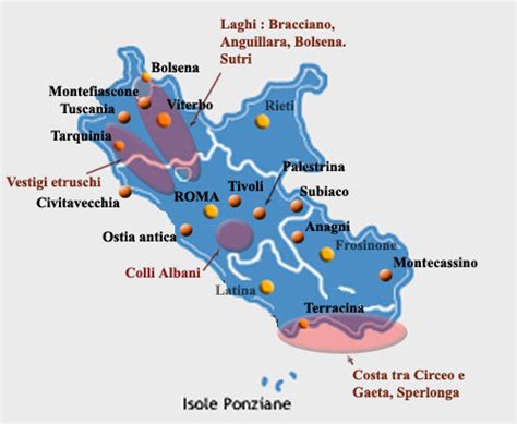 Mappa delle abbazie benedettine del Lazio