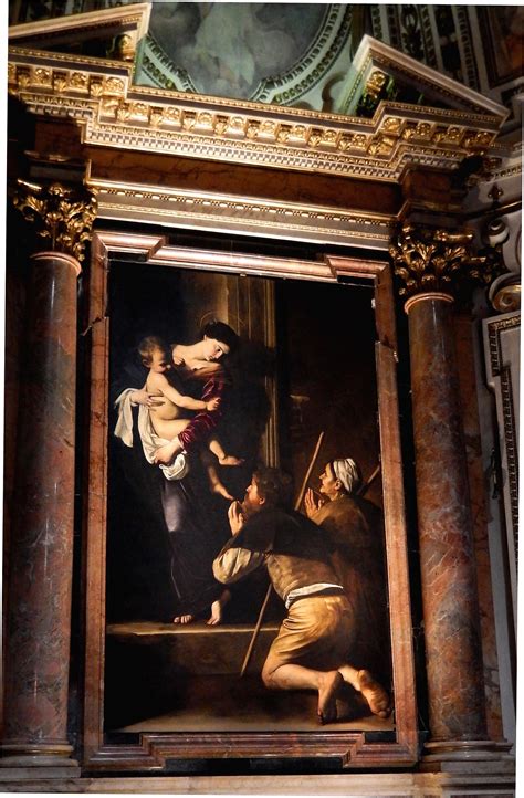 illustrazione della Madonna dei Pellegrini di Caravaggio o immagine rappresentante la povertà e la carità cristiana
