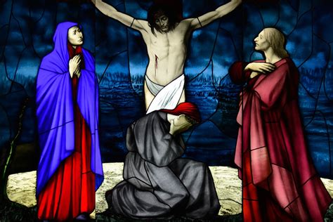 rappresentazione di Maria Maddalena ai piedi della croce