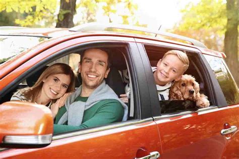 Famiglia con animali domestici e auto in viaggio, illustrazione che simboleggia la protezione assicurativa