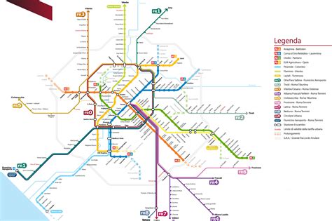 Mappa dei collegamenti di trasporto pubblico da e per gli aeroporti di Roma