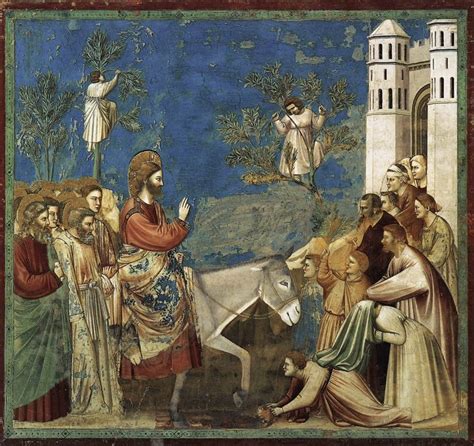 Gesù entra a Gerusalemme sull'asina, accolto dalla folla festante