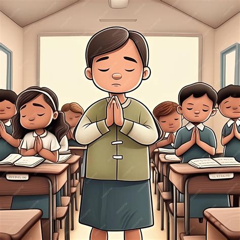 Thematic photo of a student praying or studying with religious symbols