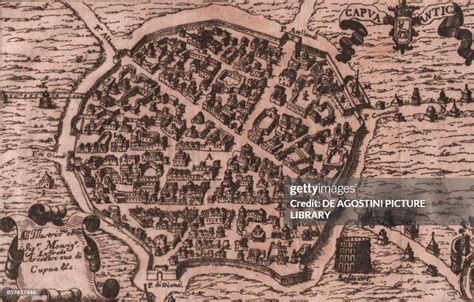 Mappa antica di Capua con indicazione della Via Acquaria e del cimitero paleocristiano