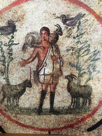 Affresco paleocristiano del Buon Pastore, III secolo, Catacombe di Priscilla, Roma.