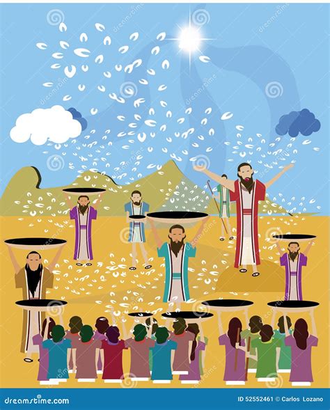 Illustrazione biblica della manna che cade dal cielo