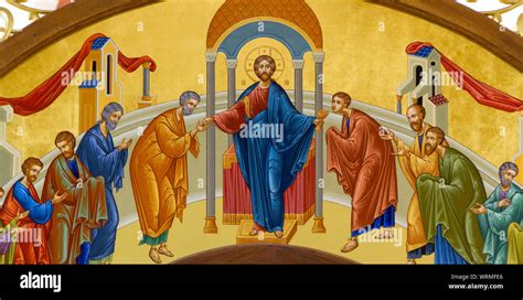 icona biblica di Gesù Cristo che insegna ai discepoli sull'amore reciproco