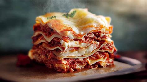 Schema a strati della lasagna con ingredienti visibili