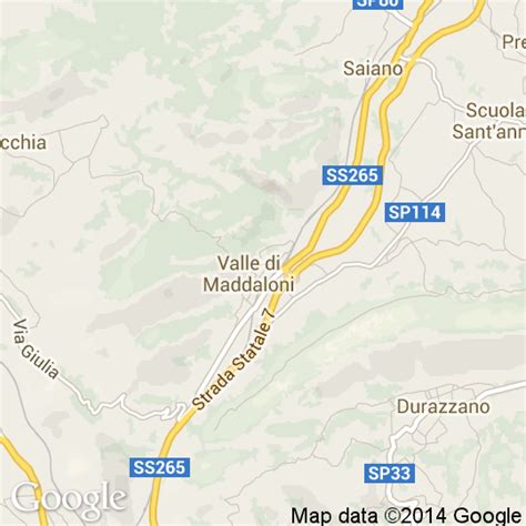 Mappa della zona di Valle di Maddaloni con indicazioni stradali