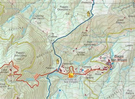 Mappa dei sentieri escursionistici intorno all'Abbazia di Monte Maria, inclusi i laghi di Resia e San Valentino