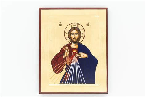 Icona o statua del Sacro Cuore di Gesù, con le fiamme e la corona di spine