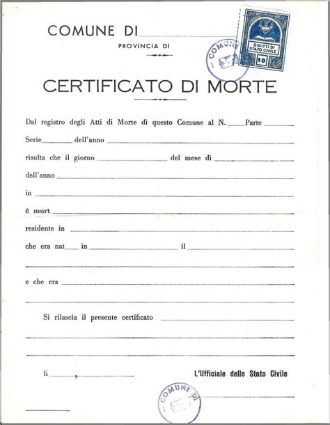 Certificato di decesso di Edmund de Bourke