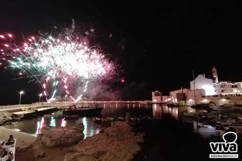 Foto di fuochi d'artificio sul porto di Siracusa durante la Festa del Mare
