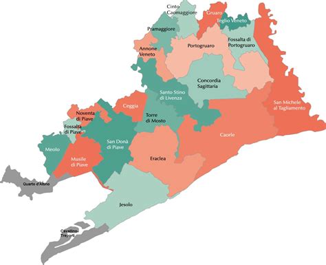 Mappa della provincia di Venezia con evidenziata Santa Maria di Sala e Mirano