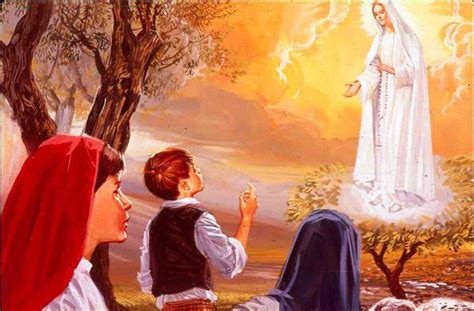 Immagine dell'apparizione di Fatima ai tre pastorelli