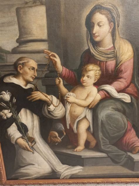 Raffigurazione di San Domenico che riceve il rosario dalla Vergine Maria