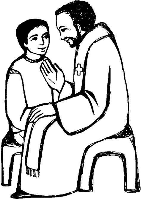 Illustrazione del Sacramento della Riconciliazione, con un sacerdote e un penitente