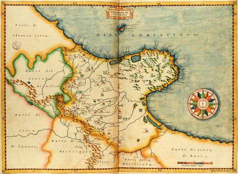 Mappa del territorio della Capitanata con l'indicazione dello sperone collinare di Castel Fiorentino
