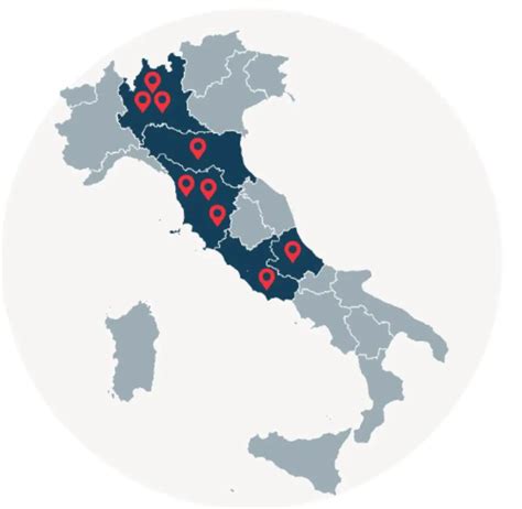 Mappa delle sedi o delle collaborazioni internazionali dello Studio Carrozza