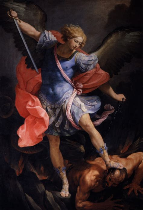 Rappresentazione classica di San Michele Arcangelo nell'atto di sconfiggere il demonio