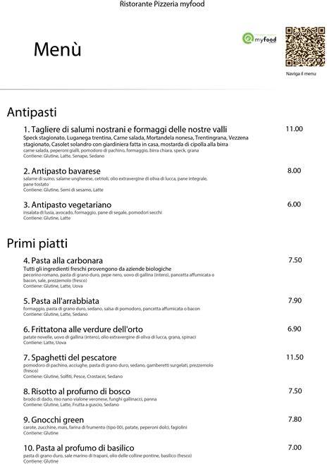 QR-code o rappresentazione grafica del menù del ristorante
