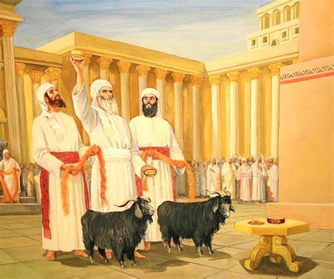 illustrazione del sommo sacerdote israelita nel giorno dell'espiazione e di Gesù come sacrificio perfetto