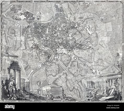 Dettaglio della Pianta Grande di Roma di Giambattista Nolli che mostra gli interni degli edifici