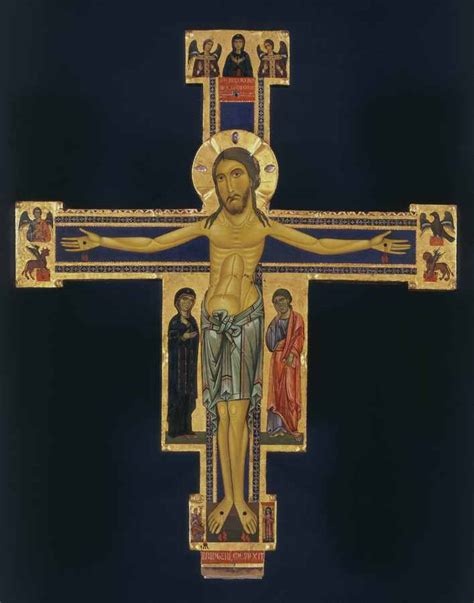 Dettaglio del volto del Cristo trionfante nel Crocifisso delle Stimmate