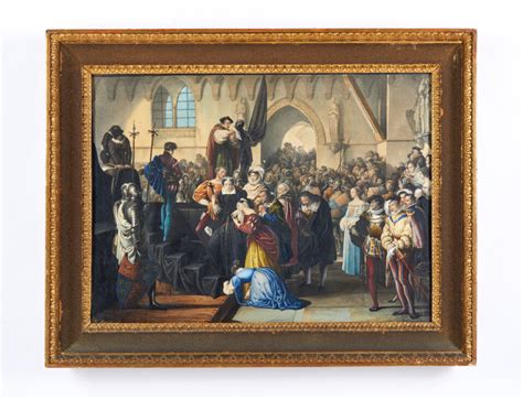 dipinto o illustrazione di Suor Bianca che sale al patibolo con coraggio