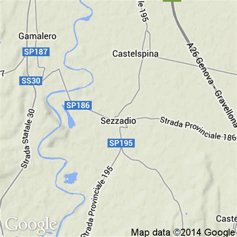 Mappa schematica del comune di Sezzadio con indicazione dell'area di Via Badia