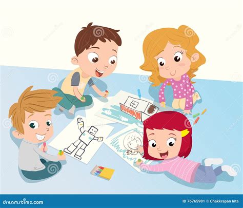 Illustrazione di bambini che disegnano o pregano in una cappella