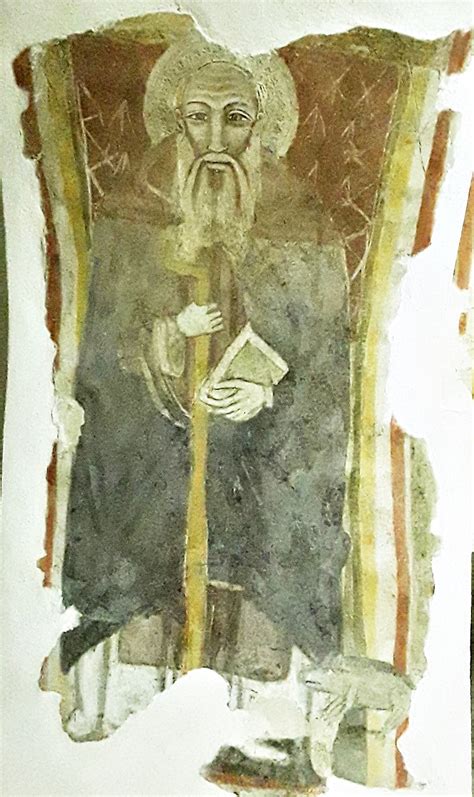 Schizzo di San Guglielmo da Vercelli nella cappella rupestre di S.Margherita a Melfi, riprodotto dal disegno di G.B.Guarini