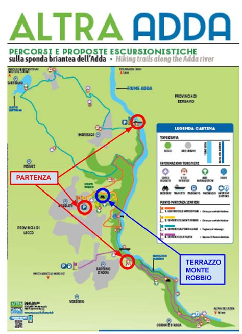 Mappa schematica di un percorso di pellegrinaggio lungo il fiume Adda verso Imbersago