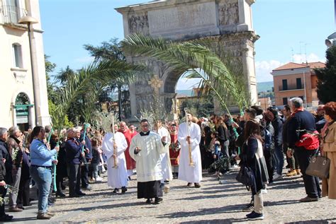 Processione della Domenica delle Palme a Gerusalemme con rami di olivo e palma
