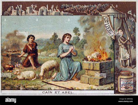 Illustrazione biblica di Caino e Abele, con il 