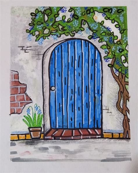 Disegno di una porta di casa con l'iscrizione 