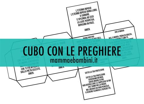 Cubo didattico con disegni da colorare e preghiere per bambini