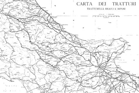 Mappa storica dei tratturi della trasumanza tra Abruzzo e Puglia con indicazione dei luoghi di culto micaelici