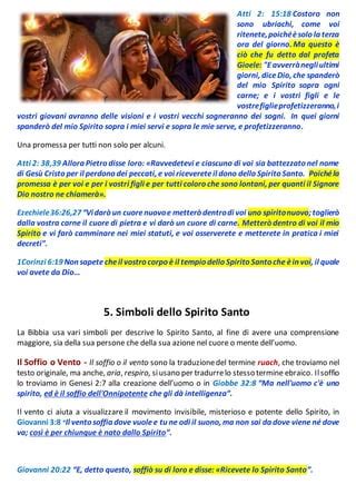 Schema che illustra l'azione dello Spirito Santo nella storia della salvezza, dalla creazione alla Pentecoste.