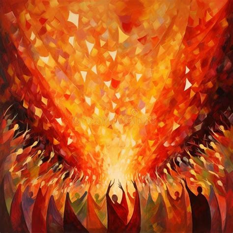 Illustrazione del giorno di Pentecoste con le lingue di fuoco sopra gli apostoli.