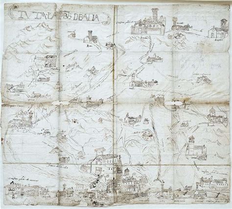 Mappa storica della pieve di Asso e della zona di Valbrona con l'indicazione delle antiche rotte di pellegrinaggio