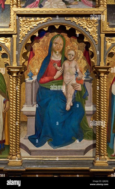 Illustrazione dettagliata del polittico con la Vergine con Bambino di Andrea Appiani