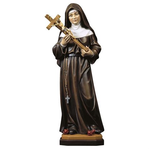Statua di Santa Rita da Cascia in resina 60 cm dipinta a mano con crocifisso e volto sereno
