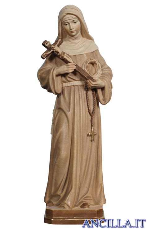 Statua di Santa Rita da Cascia in legno intagliato e dipinto a mano 60 cm