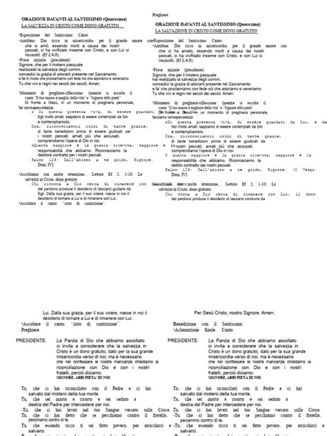 Schema che riassume le diverse tipologie di adorazione eucaristica per le Quarantore