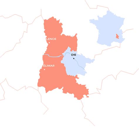 Mappa del Pays Diois con la posizione di Die e i Monti del Vercors