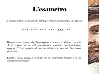 Tavola di scansione metrica dell'esametro dattilico